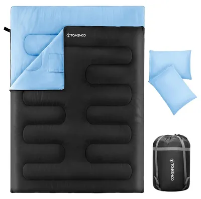 Produktbild von Doppelschlafsack Schlafsack für 2 Personen - 230 x 160 cm - 2 Kissen - Zusammenklappbar - Für Camping und Reisen