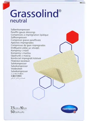 Produktbild von GRASSOLIND Salbenkompressen steril 7,5X10CM, 50 St KOM