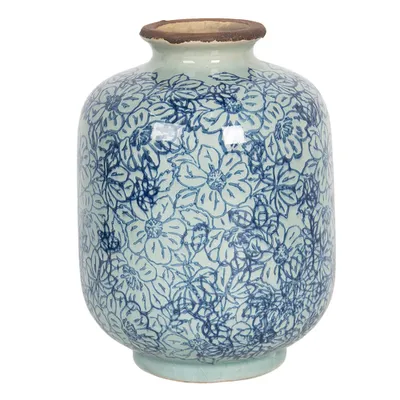 Produktbild von Clayre & Eef Vase Ø 10x15 cm Blau Keramik Rund