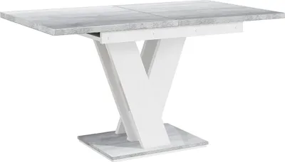 Produktbild von MEBLINI Esstisch Ausziehbar - Esszimmertisch Modern - Küchentisch - Säulentisch - Ausziehtisch - Dining Table - Esszimmertische - 120-160x80x75cm - MASIV - Weiß Hochglanz/Betonoptik