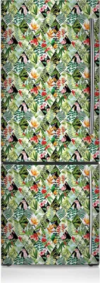 Produktbild von Dekoration Kühlschrank Aufkleber Magnete Küche Kühlschrankmagnete 60x190 cm - Blumen und Vögel.