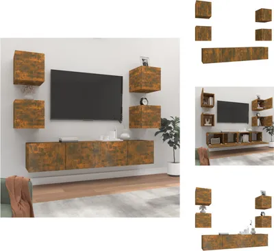 Produktbild von vidaXL 6-tlg. TV-Schrank-Set Räuchereiche Holzwerkstoff -  TV-Möbel