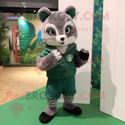 Productafbeelding van Forest Green Civet mascotte REDBROKOLY kostuum karakter gekleed met een trui en handtassen