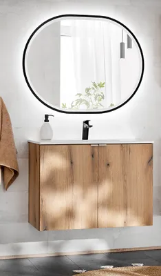 Produktbild von Badmöbel Set 2-teilig, 80cm Waschtisch, in Eiche, NEWPORT-56-OAK