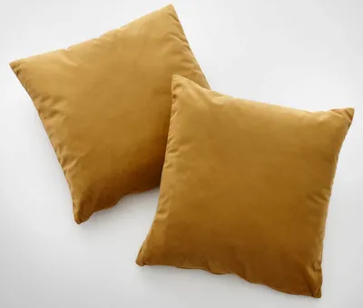 Produktbild von 2er Set Sofakissen mit Füllung »Milano« HxB 45x45 cm Senf Dekokissen mit Komfort-Samt-Bezug und Reißverschluß mit Füllkissen Extra Weich Couchkissen, 203572-2