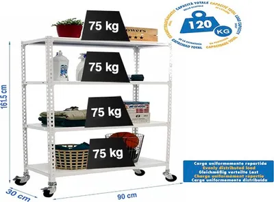 Produktbild von SIMONCLICK MOBILE 4/300 1500 BRANCO/BRANCO Metallregal