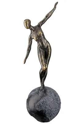 Produktbild von Casablanca Skulptur, Frau, "The world in balance", Kugel, Kunstharz, bronzefarben, , L. 12 cm, B. 13 cm, H. 40 cm 37593
