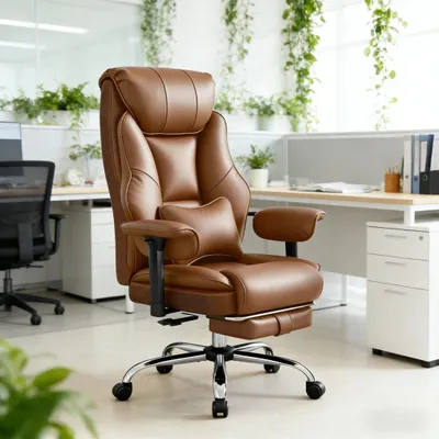 Produktbild von Bürostuhl Komfortabel Hohe Rückenlehne Computerstuhl Ergonomisch Höhenverstellbar Braun