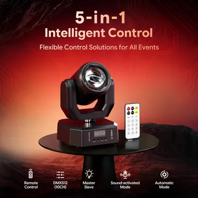 Zdjęcie produktu dla Mini reflektor ruchomy - oświetlenie sceniczne DMX - zestaw 4 sztuk - 50 W - dioda LED RGBW - 220 V - wtyczka EU