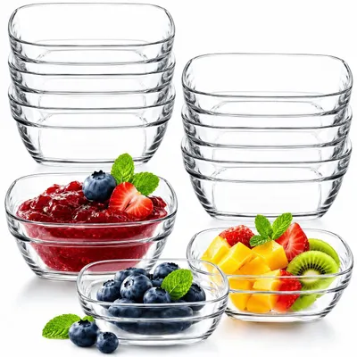 Produktbild von 12 Dip Schälchen Glas Mini Schalen Schüssel für Saucen Snacks Dessert Tapas Eis