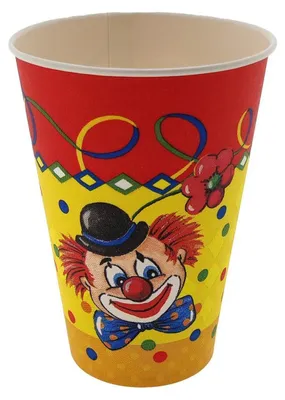 Produktbild von 10 Papstar Trinkbecher, Pappe 0,2 l Ø 7 cm, 9,7 cm Clown 88646 Pappbecher Einwegbecher
