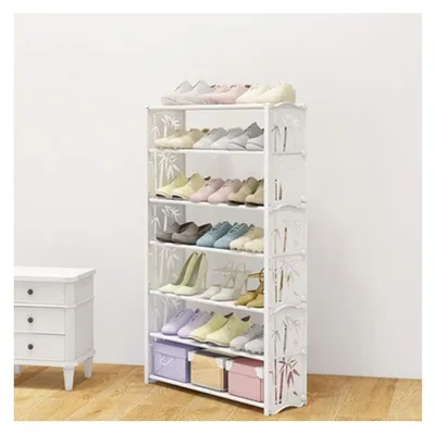 Image de Meuble à chaussures en bambou 7 niveaux avec rangement