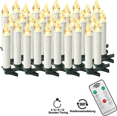 Produktbild von LZQ 30er Warmweiß Weinachten LED Kerzen Kabellose Weihnachtsbeleuchtung Flammenlose Lichterkette Kerzen mit Timer Weihnachtskerzen für Weihnachtsbaum Weihnachtsdeko