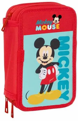 Obrázek produktu pro Trojitý penál Mickey Mouse červený 12,5 x 19,5 x 5,5 cm 37 kusů