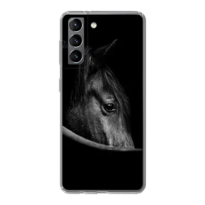 Produktbild von MuchoWow® Handyhülle Schutzhülle Hülle für Samsung Galaxy S21 Pferde - Porträt - Schwarz - Tiere Silikon Softcase Handy Hülle - Softcase
