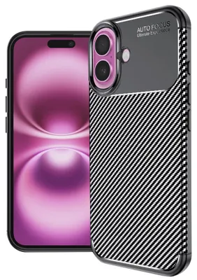 Produktbild von Techsuit Carbon Fiber Back Cover Hülle für Apple iPhone 16 Plus - Schwarz