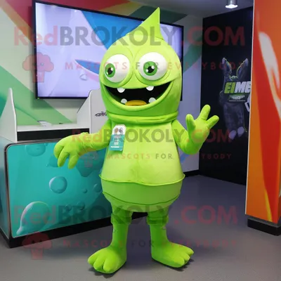 Obrázek produktu pro Postava REDBROKOLY maskota Lime Green Ice oblečená s mikinou a jehlicemi do kravaty