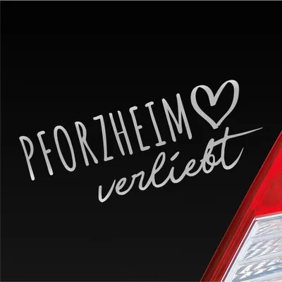 Produktbild von Auto Aufkleber Pforzheim verliebt Herz Stadt Heimat Liebe Car 19x7 cm Silber Sticker Heckscheibenaufkleber