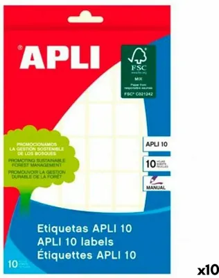 Obrázek produktu pro Samolepicí etikety Apli bílý papír 10 listů 16 x 22 mm (10 kusů)