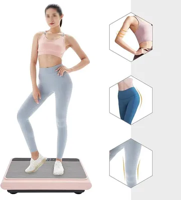Obrázek produktu pro Vibrační deska s 99 programy, pro spalování tuků a budování svalů. Fitness vybavení do domácnosti, vibrační deska pro kardio cvičení s Bluetooth. Efektivní trénink (růžová)