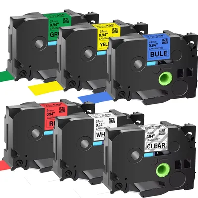 Produktbild von Omgoods – Etikettenband kompatibel mit Brother P-Touch – 6er-Pack, 24 mm