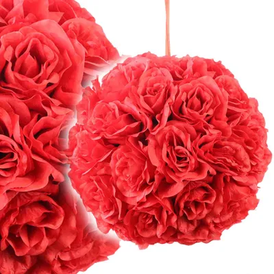 Produktbild von Rosenkugel 30 cm rot künstlich wie echt Hochzeit Tischdeko Raumdekoration Taufe Kugel