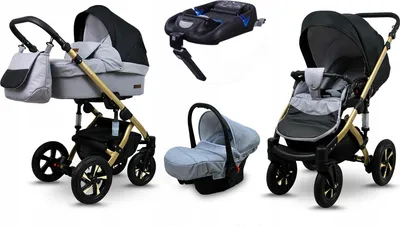 Produktbild von BabyLux® Sky Lark | 4in1 Kinderwagen Set | Silver Flex Black | Kombikinderwagen | Kinderwagenset