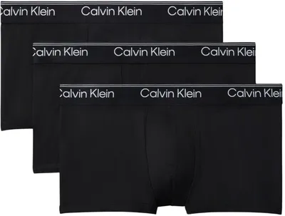 Productafbeelding van Calvin Klein heren boxershorts, 3-pack, model "Trunks", lage taille, met logo aan de tailleband, zwart