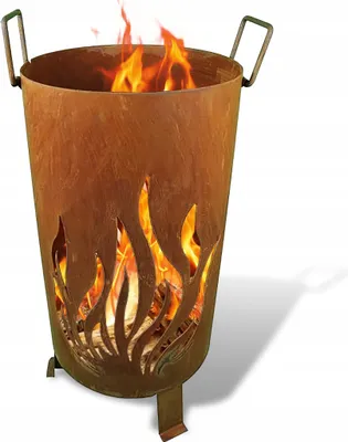 Produktbild von Gartenfeuerstelle Stahl Grill Aus Corten Dreibein Für Zweig Abfallholz