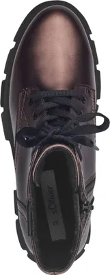 Produktbild von s.Oliver Damen Stiefelette Combat Boot Matt Lack Metallic Finish 5-25221-43, Größe:37 EU, Farbe:Braun