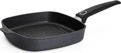 Produktbild von Woll "Diamond Lite" Steakpfanne, viereckig mit Rillen & festem Stiel, 24 x 24 cm, 4 cm hoch - Induktionsgeeignet