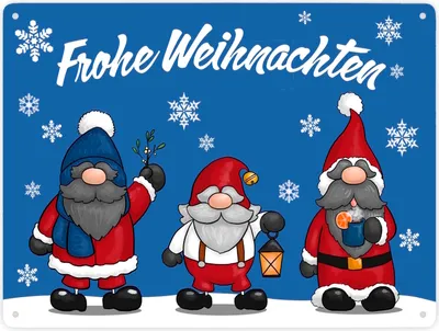 Produktbild von Frohe Weihnachten Wichtel Metallschild XXL in 28x38 cm
