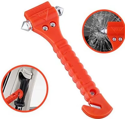 Produktbild von INF Auto Sicherheitshammer mit Basis - Notfall Hammer & Gurtschneider