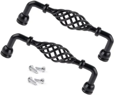 Produktbild von 2 Stück Vintage-Küchenschrankgriffe in Schwarz, Metallmöbelgriffe, 96 mm