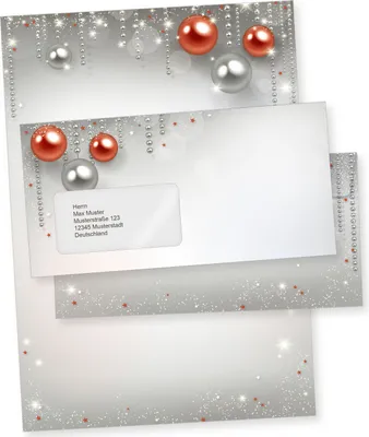 Produktbild von Gala Design 25 Sets Weihnachtsbriefpapier mit Fensterumschlag Briefpapier Weihnachten mit Umschlag mit Fenster