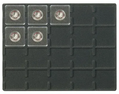Produktbild von Lindner Münztableau, schwarz, mit 20 quadratischen Fächern
