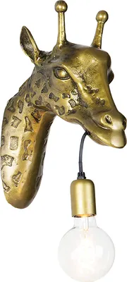 Produktbild von QAZQA - Landhaus I Vintage Vintage Wandlampe Messing - Giraffe I Wohnzimmer I Schlafzimmer - Aluminium Organisch - LED geeignet E27