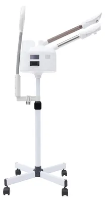 Produktbild von Gesichtsbedampfer - Gesichtssauna Gerät - Heiß- & Kaltnebel Nano-Spray - Doppeltube - 1 l Wassertank - Höhe 85–121 cm - EU Stecker 220 V - Weiß