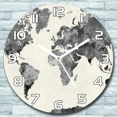Produktbild von Wanduhr aus Glas Rund fi 30 Vintage Weltkarte Quarz Deko Wohnzimmer Büro