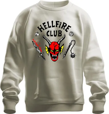 Produktbild von HELLFIRE CLUB Dämon Schädel Hörner D20 Flammenschwert Rollenspiel Uni Sweatshirt Pullover, Natur, XXL