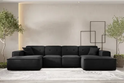 Produktbild von Wohnlandschaft Sofa U-Form CESINA in Stoff Opera Velvet Schwarz