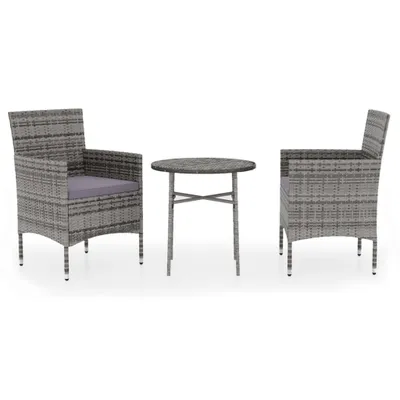 Obrázek produktu pro vidaXL 3dílný zahradní jídelní set Poly Rattan Grey