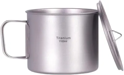 Produktbild von Camping Pfanne Titanium, 1100 ml, klappbare Griffe, leicht, für Outdoor