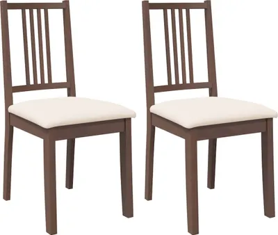 Immagine prodotto di vidaXL Sedie da pranzo con cuscino 2 pz. Legno massiccio marrone in legno di gomma