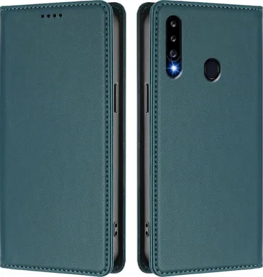 Produktbild von Handyhülle für Samsung Galaxy A20S, Kunstleder Klapphülle Stoßfeste Magnetische Hülle mit Ständer Grün