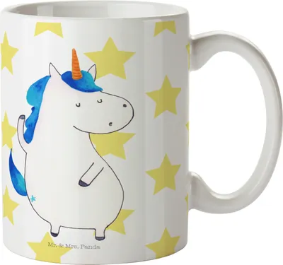 Produktbild von Mr. & Mrs. Panda haferl Einhorn Mann - Weiß - Geschenk, Familie, Becher, Kaffeetasse, Einhörner, Unicorn, schöne tasse, Party, Trinkbecher, Teetasse
