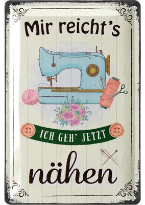 Produktbild von Schild Nähen Deko Geschenk für Näherin - Blechschild retro mit Spruch mir reichts ich geh nähen - Nähzimmer Geschenke für Nähbegeisterte