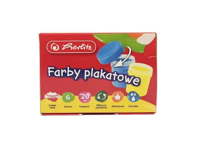 Zdjęcie produktu dla Farby plakatowe szkolne 6 kolorów po 20 ml