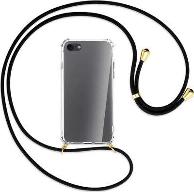Produktbild von Handykette Backcover-Schutzhülle mit Band (Metall goldfarben) für Apple iPhone 7, iPhone 8 - schwarz