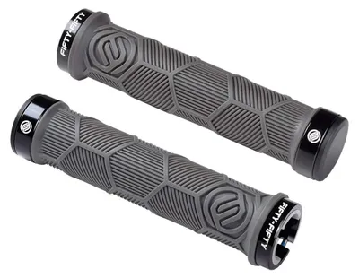 Immagine prodotto di Manopole per mountain bike, in gomma antiscivolo, sistema di bloccaggio a doppia vite, diametro 22,2 mm, colore grigio, peso 98g
